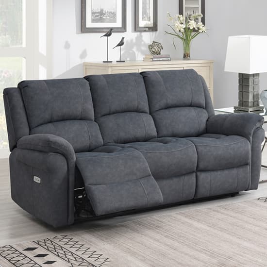 Wesley Fabric Electric Recliner Sofa Suite In Grey_4