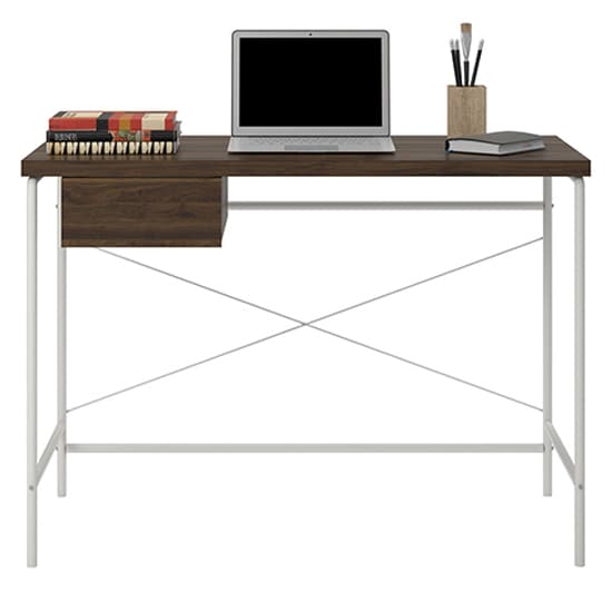 Westar Wooden Laptop Desk With White Metal Frame In Walnut_2