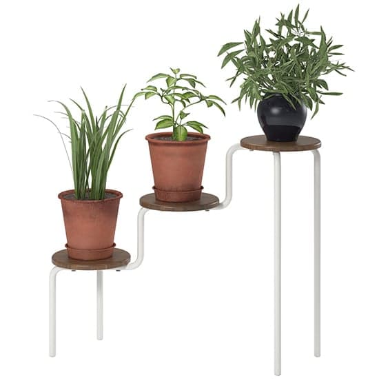 Westar Wooden Plant Stand With White Metal Frame In Walnut_2