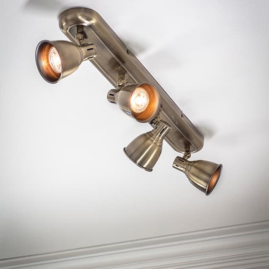 Westbury LED 4 Lights Plate Spotlight In Antique Brass_4