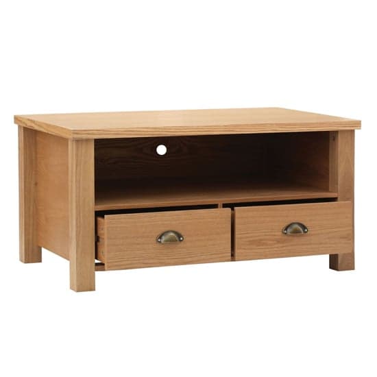 Westic Wooden TV Stand With 2 Drawers In Natural_2