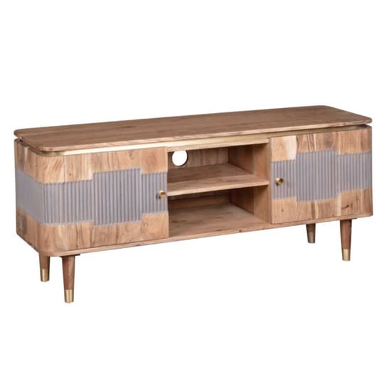 Weston Acacia Wood TV Stand With 2 Doors In Natural_2