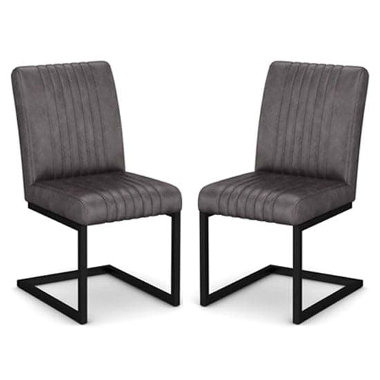 Veto Grey PU Leather Dining Chairs In A Pair With Metal Frame_1
