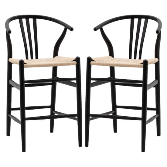 Whiten Black Wooden Bar Chairs In Pair_1