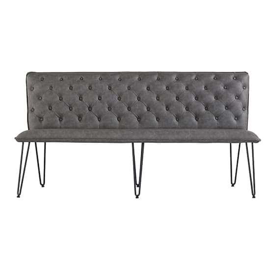 Wichita Faux Leather Large Dining Bench In Grey_2