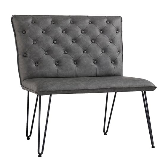 Wichita Faux Leather Small Dining Bench In Grey_1