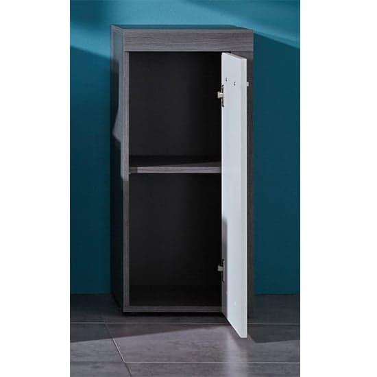 Wildon Bathroom Floor Storage Cabinet In White And Smoky Silver_2