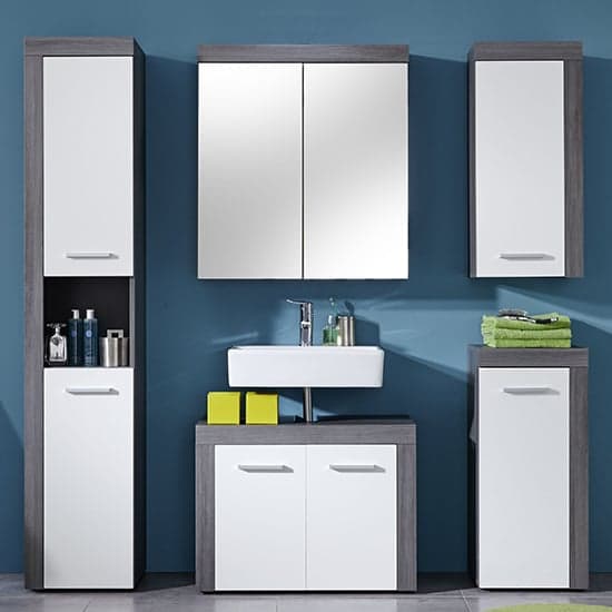 Wildon Bathroom Furniture Set 1 In White And Smoky Silver_1