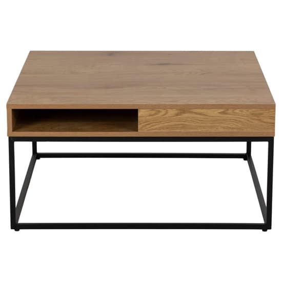 Wilf Melamine Coffee Table Square With Metal Frame In Wild Oak_4