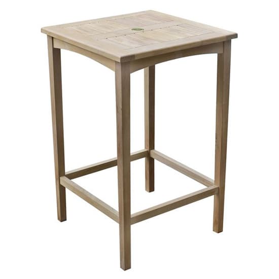 Willow Teak Wood Bar Table Square With 4 Backed Stools_3