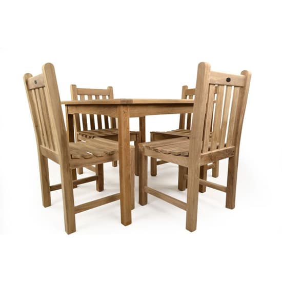 Willow Teak Wood Dining Table Square With 4 Side Chairs_2