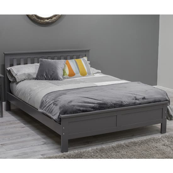 Willox Wooden King Size Bed In Grey Furniture in Fashion
