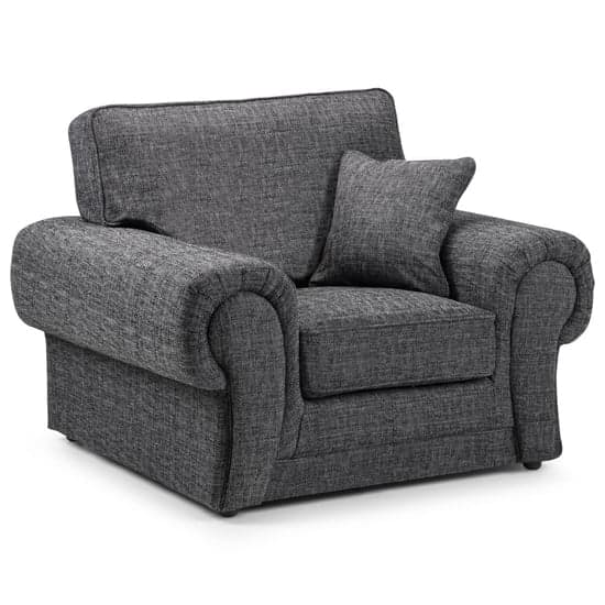 Willy Fabric Armchair In Grey With Scroll Arms