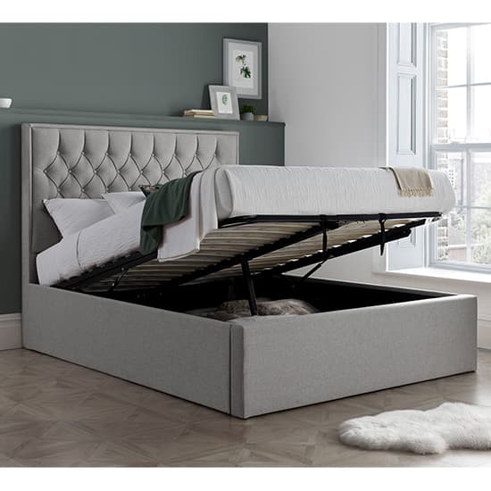 Wilson Fabric Ottoman Storage Double Bed In Grey_2