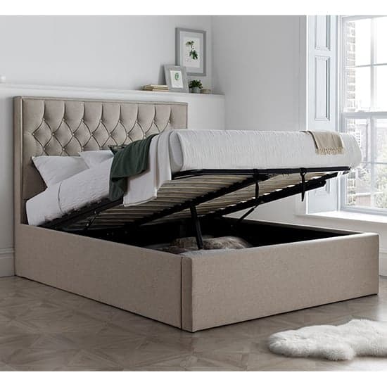 Wilson Fabric Ottoman Storage Double Bed In Oatmeal_2