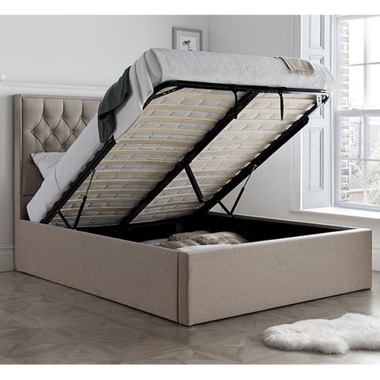 Wilson Fabric Ottoman Storage King Size Bed In Oatmeal Furniture in