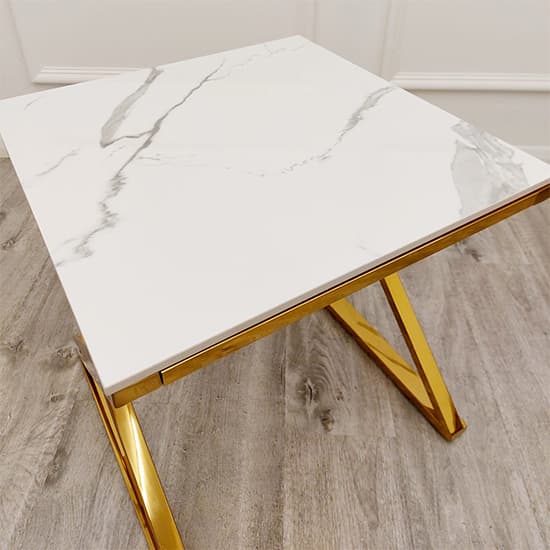 Wilson Polar White Sintered Stone Lamp Table With Gold Base_3