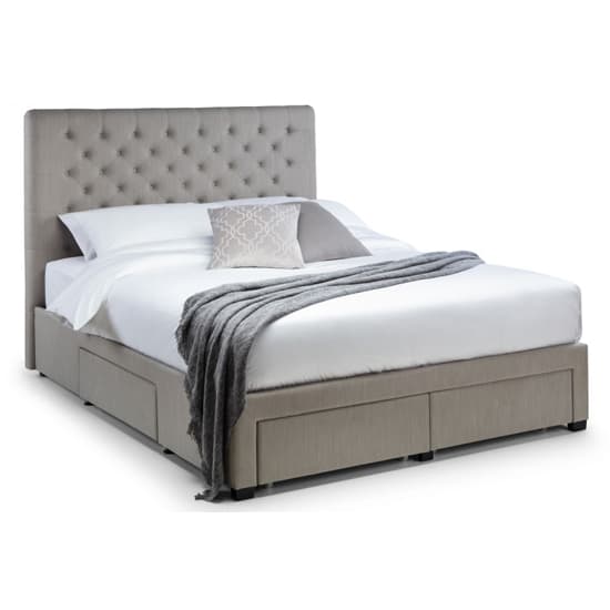 Walsh Linen Fabric Double Bed With 4 Drawers In Grey_2