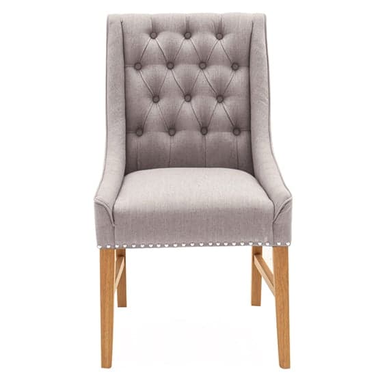 Winches Buff Linen Dining Chair With Wooden Oak Legs_2