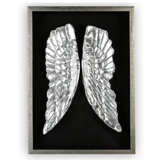 Wings Painting Wooden Wall Art In Black And Antique Silver Frame_1