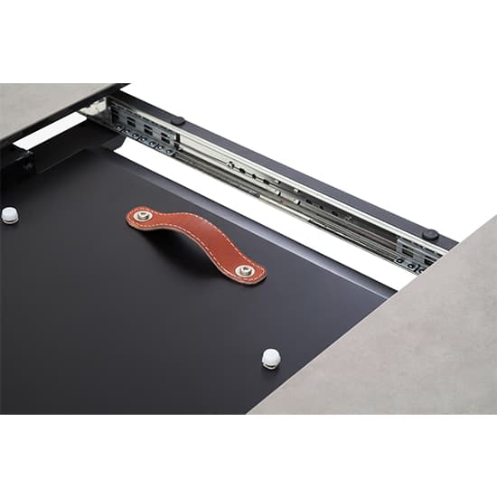 Winnipeg Extending Grey Dining Table With Matt Black Legs Furniture