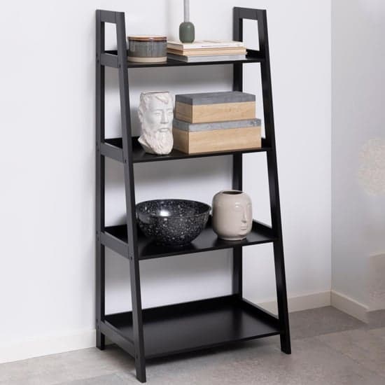 Winooski Wooden Bookcase With 4 Shelves In Black_1