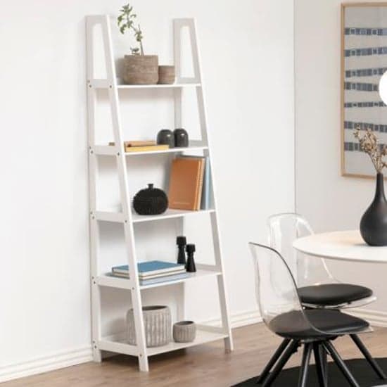 Winooski Wooden Bookcase With 5 Shelves In White_1