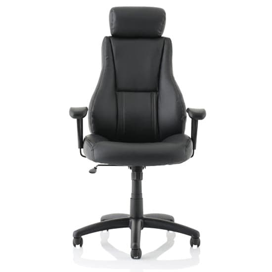 Winsor Leather Office Chair In Black With Headrest_2