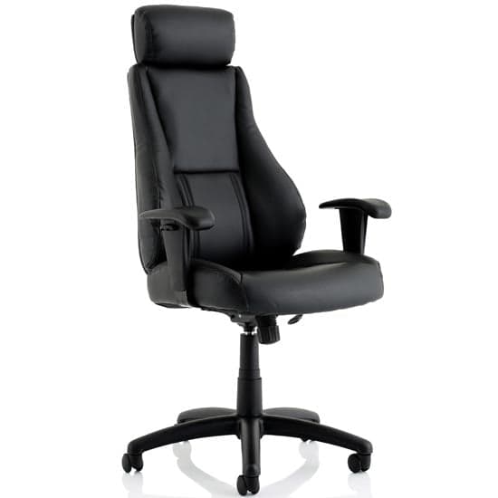 Winsor Leather Office Chair In Black With Headrest_1