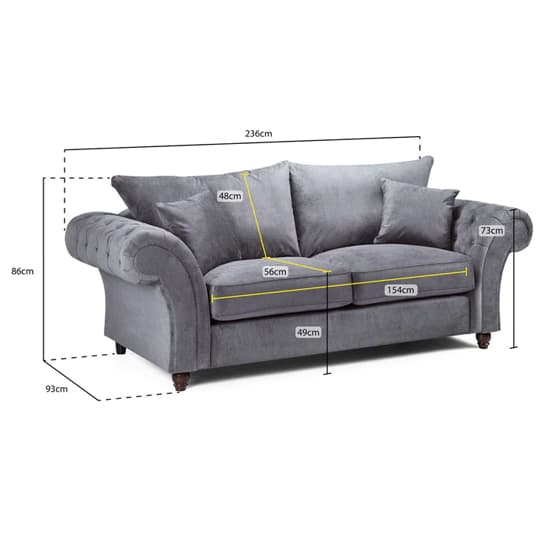 Winston Fabric 3 Seater Sofa In Stone_5