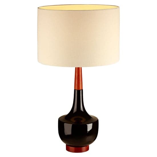 Wipen White Fabric Shade Table Lamp With Red Black Ceramic Base_2