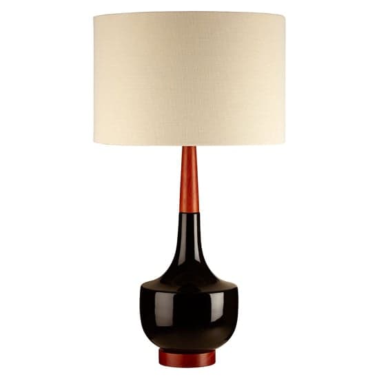 Wipen White Fabric Shade Table Lamp With Red Black Ceramic Base_1