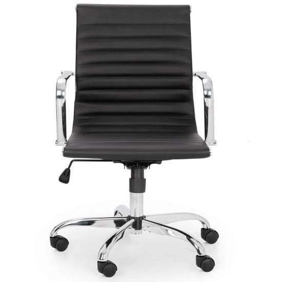 Gaby Faux Leather Office Chair In Black With Chrome Base_2