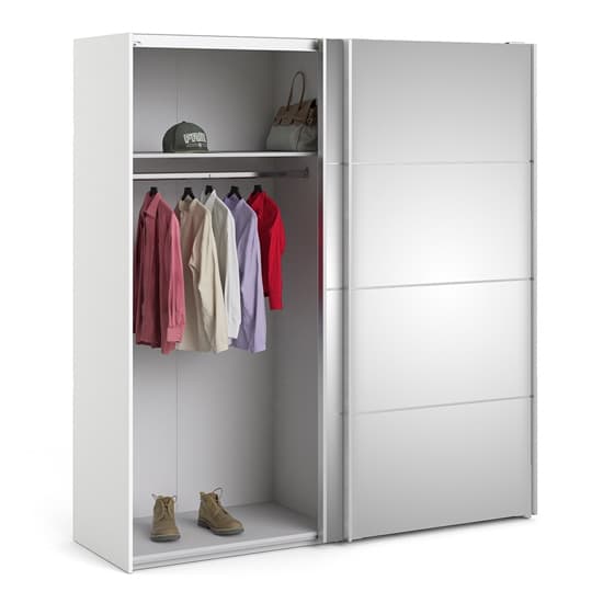 Wonk Mirrored Sliding Doors Wardrobe In White With 2 Shelves_4