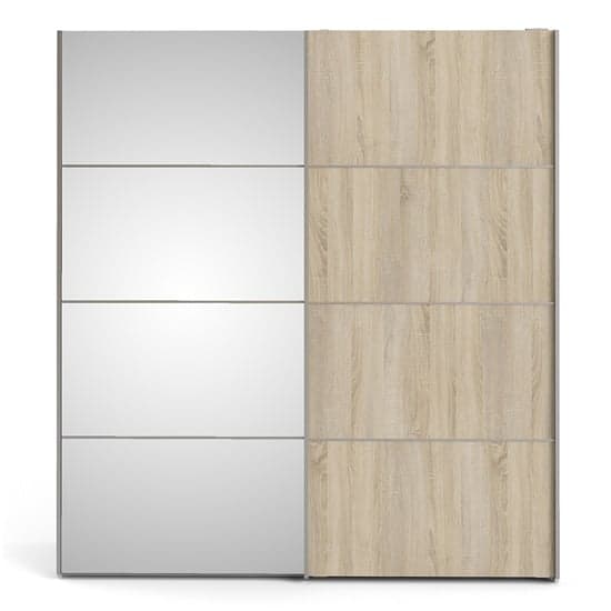 Wonk Mirrored Sliding Doors Wardrobe In White Oak With 2 Shelves_2
