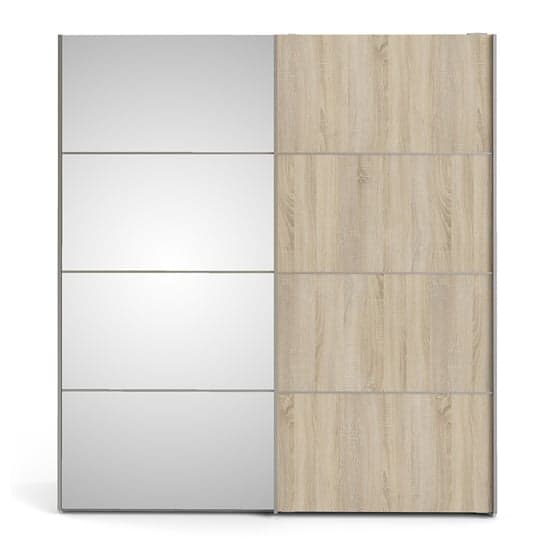 Wonk Mirrored Sliding Doors Wardrobe In White Oak With 5 Shelves_2