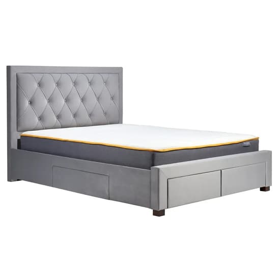 Woodberry Fabric Double Bed With 4 Drawers In Grey_3