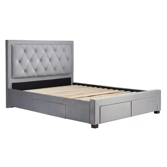 Woodberry Fabric King Size Bed With 4 Drawers In Grey Furniture in