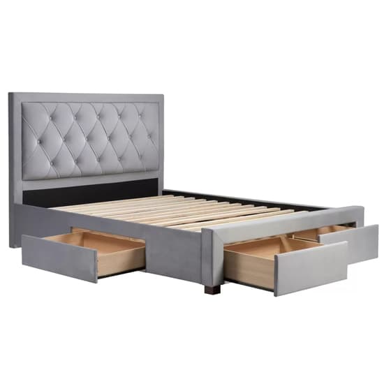 Woodberry Fabric King Size Bed With 4 Drawers In Grey Furniture in