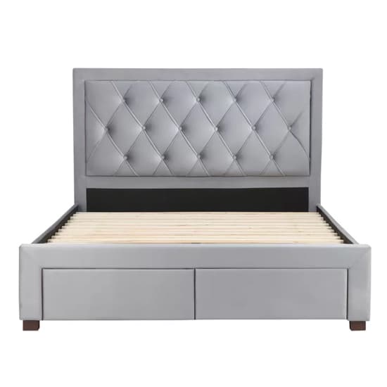 Woodberry Fabric King Size Bed With 4 Drawers In Grey Furniture in