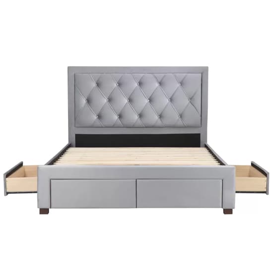 Woodberry Fabric King Size Bed With 4 Drawers In Grey Furniture in