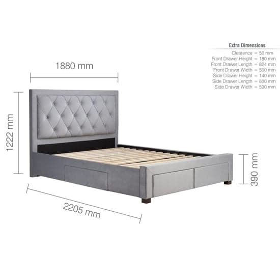 Woodberry Fabric Super King Size Bed With 4 Drawers In Grey_10