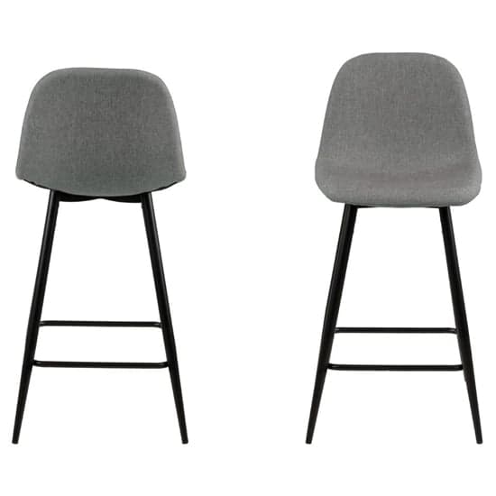 Woodburn Light Grey Fabric Bar Chairs With Metal Legs In Pair_2