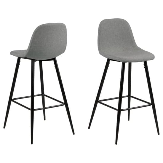 Woodburn Light Grey Fabric Bar Chairs With Metal Legs In Pair_1