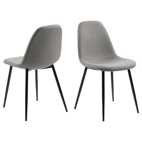 Woodburn Light Grey Fabric Dining Chairs With Metal Leg In Pair_1