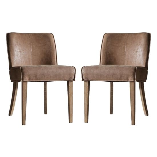 Worland Brown Fabric And Leather Dining Chairs In Pair_1