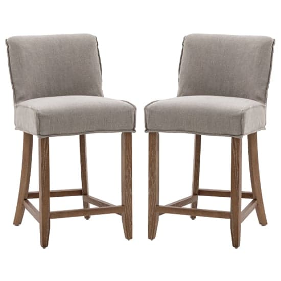 Worland Grey Fabric Bar Chairs With Wooden Legs In Pair_1