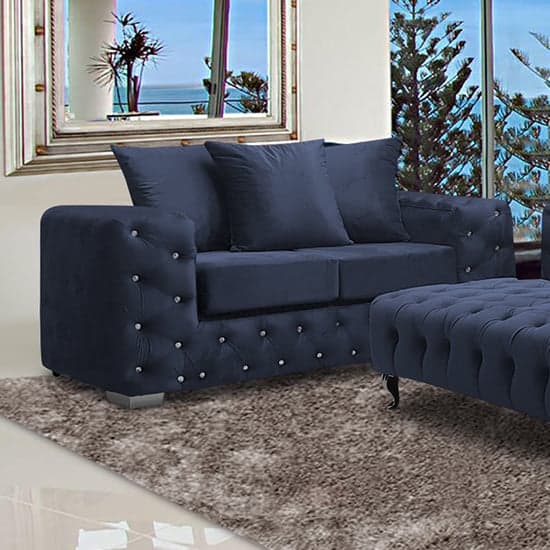 Worley Malta Plush Velour Fabirc 2 Seater Sofa In Slate