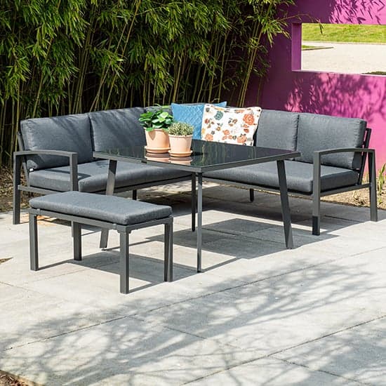 Wotter Outdoor Fabric Lounge Dining Set In Reflex Black_1