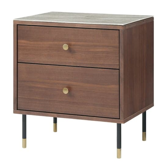Wyatt Wooden Bedside Cabinet With Marble Effect Glass Top_2